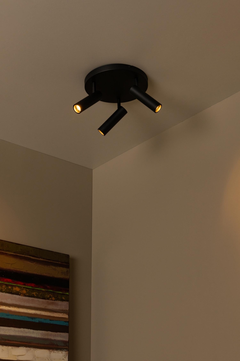 Lucide GRADO - Stropné bodové svietidlo - Ø 25 cm - 3xGU10 (MR11) - Čierna